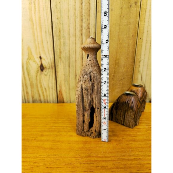 Collection of 3 Unique Vintage Rustic Live Edge Candle Holders - Picture 3 of 13